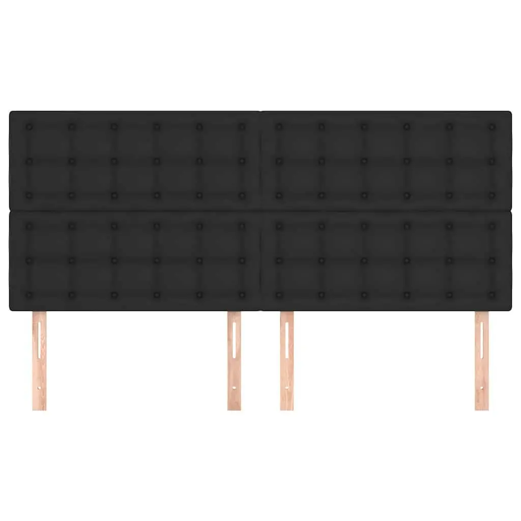 Faux Leather Headboard Black 200cm Adjustable Height with Wooden Legs for Bed Backrest