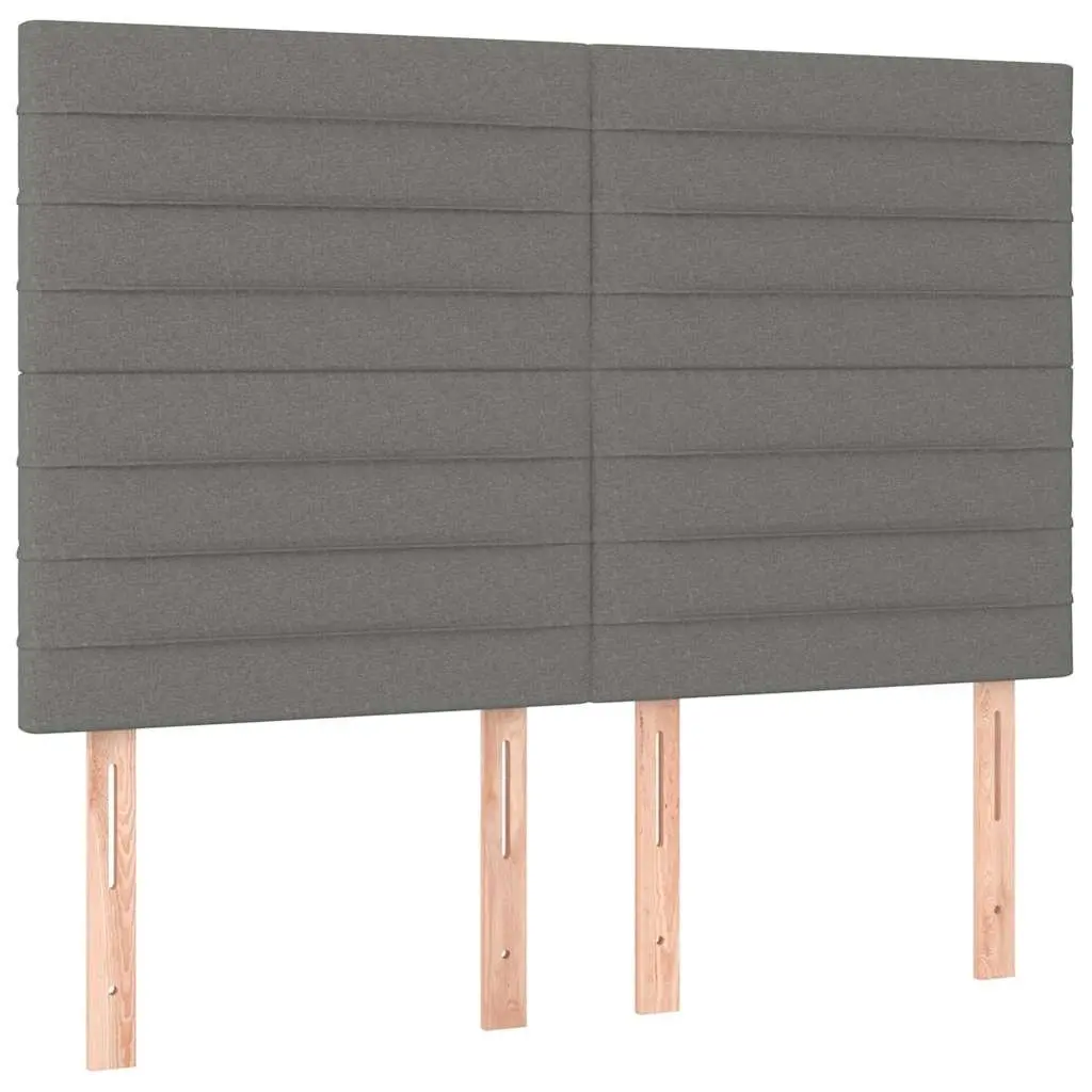 Headboard Dark Grey Fabric Bed Head with Wooden Legs Adjustable Height Support