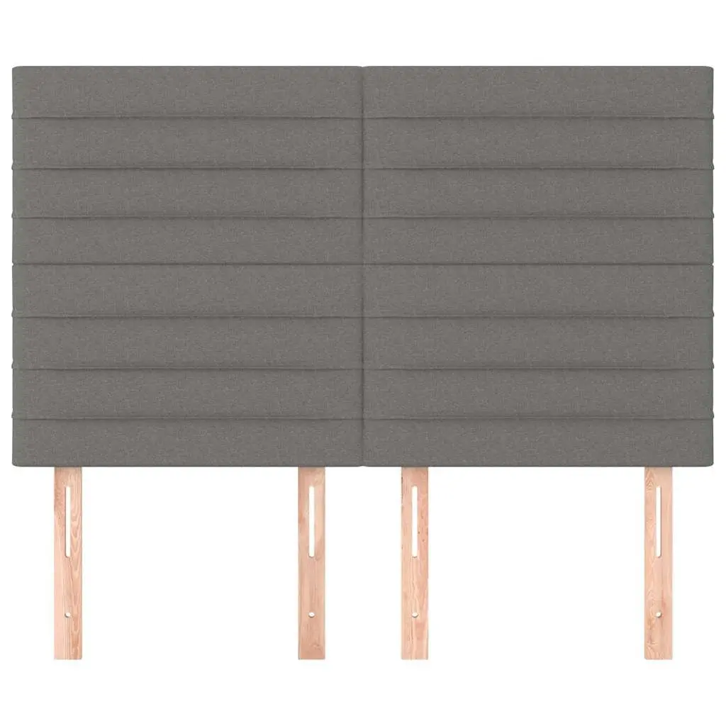 Headboard Dark Grey Fabric Bed Head with Wooden Legs Adjustable Height Support
