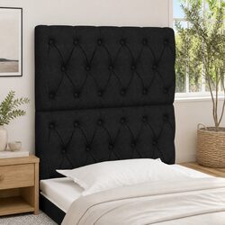 Headboards 2 pcs Black 80 cm Fabric Bedroom Bed Head Support Wooden Legs
