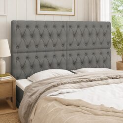 Compact Grey Fabric Headboard with Sturdy Build