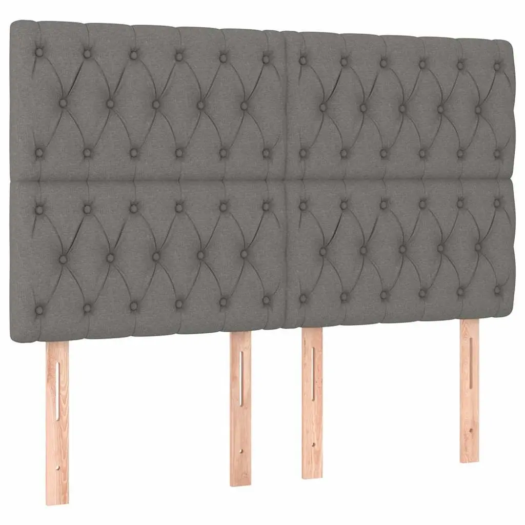 Headboard Dark Grey 160x7x118/128 cm Fabric Bedroom Bed Back Support