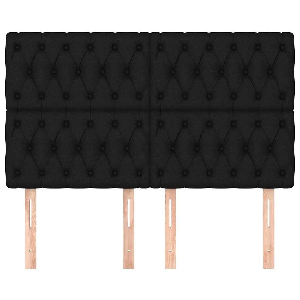 Fabric Headboard Black 160cm Adjustable Height Wooden Legs