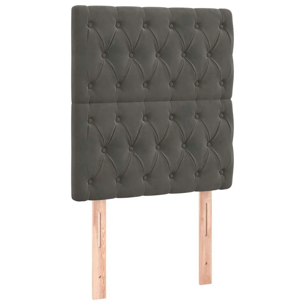 Headboard Dark Grey Velvet Adjustable Height Wooden Legs