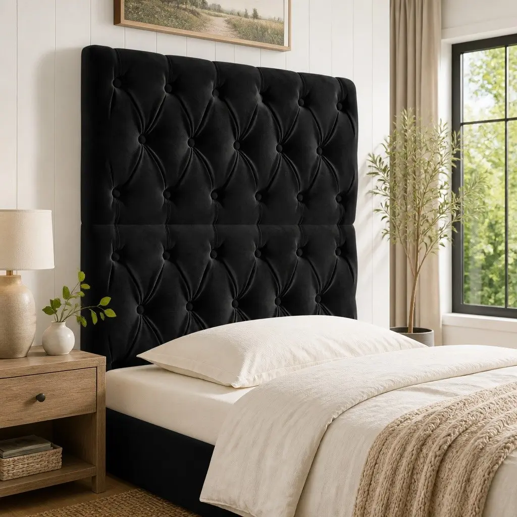 Headboard Black 80x7x118128 cm Velvet Soft Upholstered Back Support