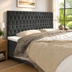 Concise and Stylish Dark Grey Velvet Headboard