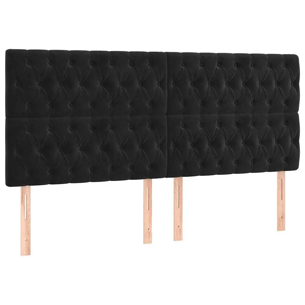 Black Velvet Headboard Adjustable Height 200cm for Bedroom Support