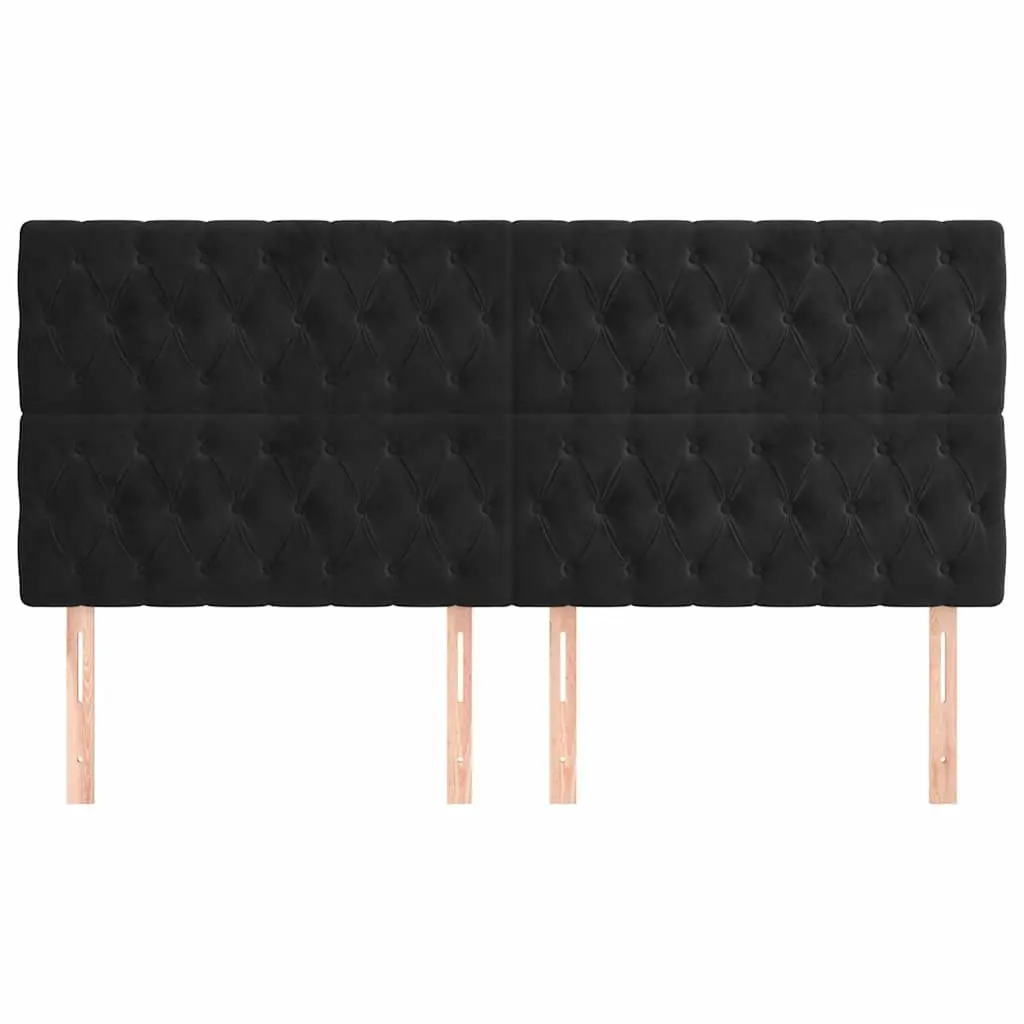 Black Velvet Headboard Adjustable Height 200cm for Bedroom Support
