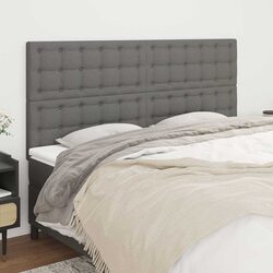 Dark Grey Fabric Headboard 200cm Bed Head With Wooden Legs Adjustable Height