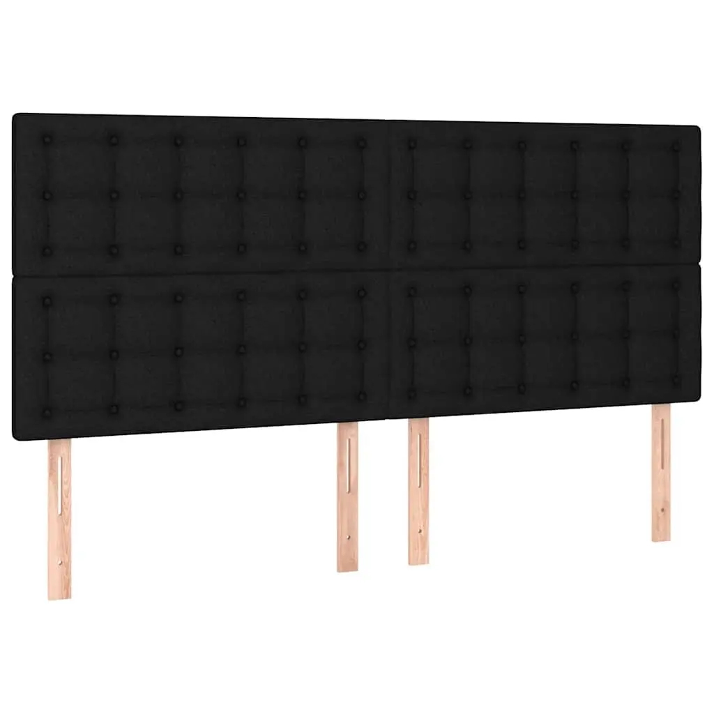 Black Fabric Headboard 200x5x118/128 cm Adjustable Height Bedroom Bed Support with Wooden Legs