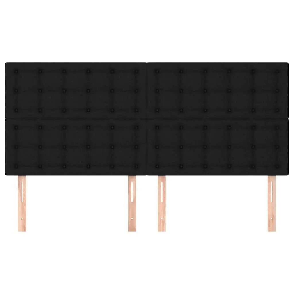 Black Fabric Headboard 200x5x118/128 cm Adjustable Height Bedroom Bed Support with Wooden Legs