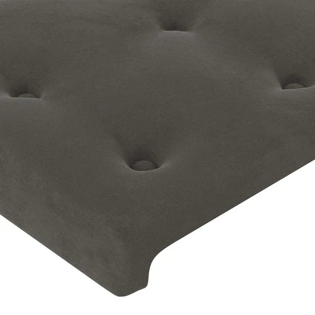 Adjustable Height Headboard Dark Grey Velvet Bed Support with Wooden Legs