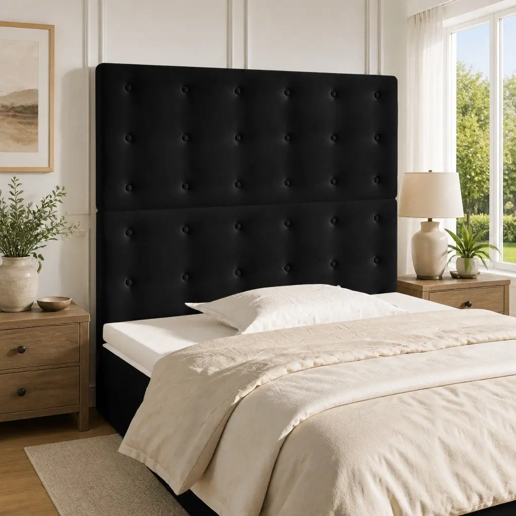 Black Velvet Headboard Adjustable Height 80x5x118128 cm for Bedroom