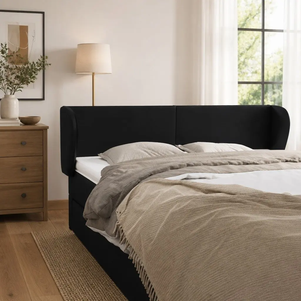 Headboard Black 147 cm Faux Leather Adjustable Height Back Support