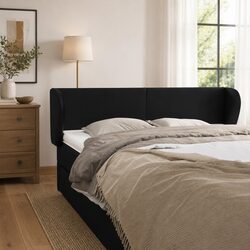 Compact and Stylish 147 cm Black Faux Leather Headboard