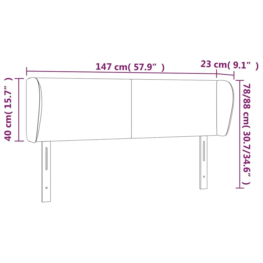 Headboard Black 147 cm Faux Leather Adjustable Height Back Support