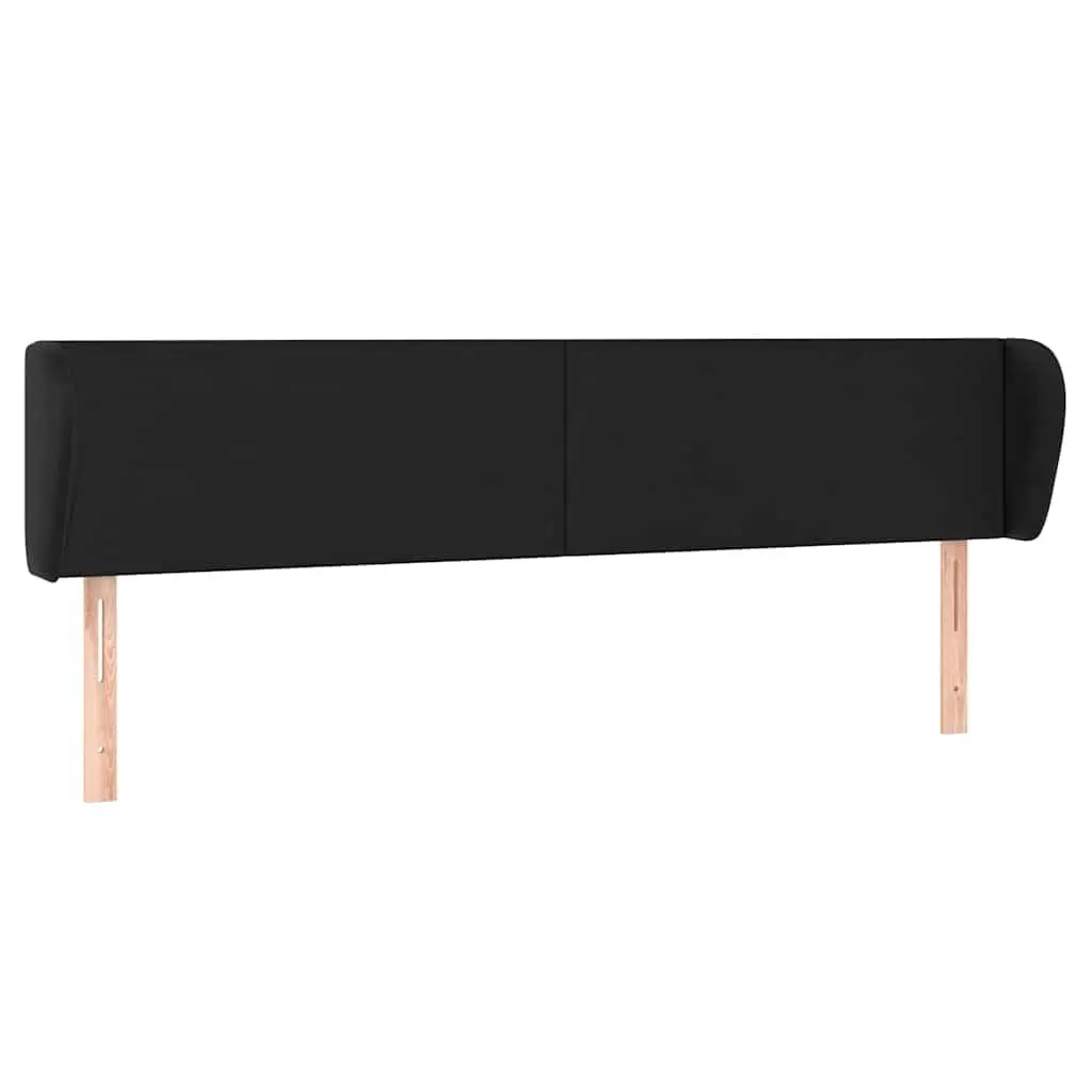 Headboard with Ears Black 163 cm Faux Leather Bedroom Furniture Back Support