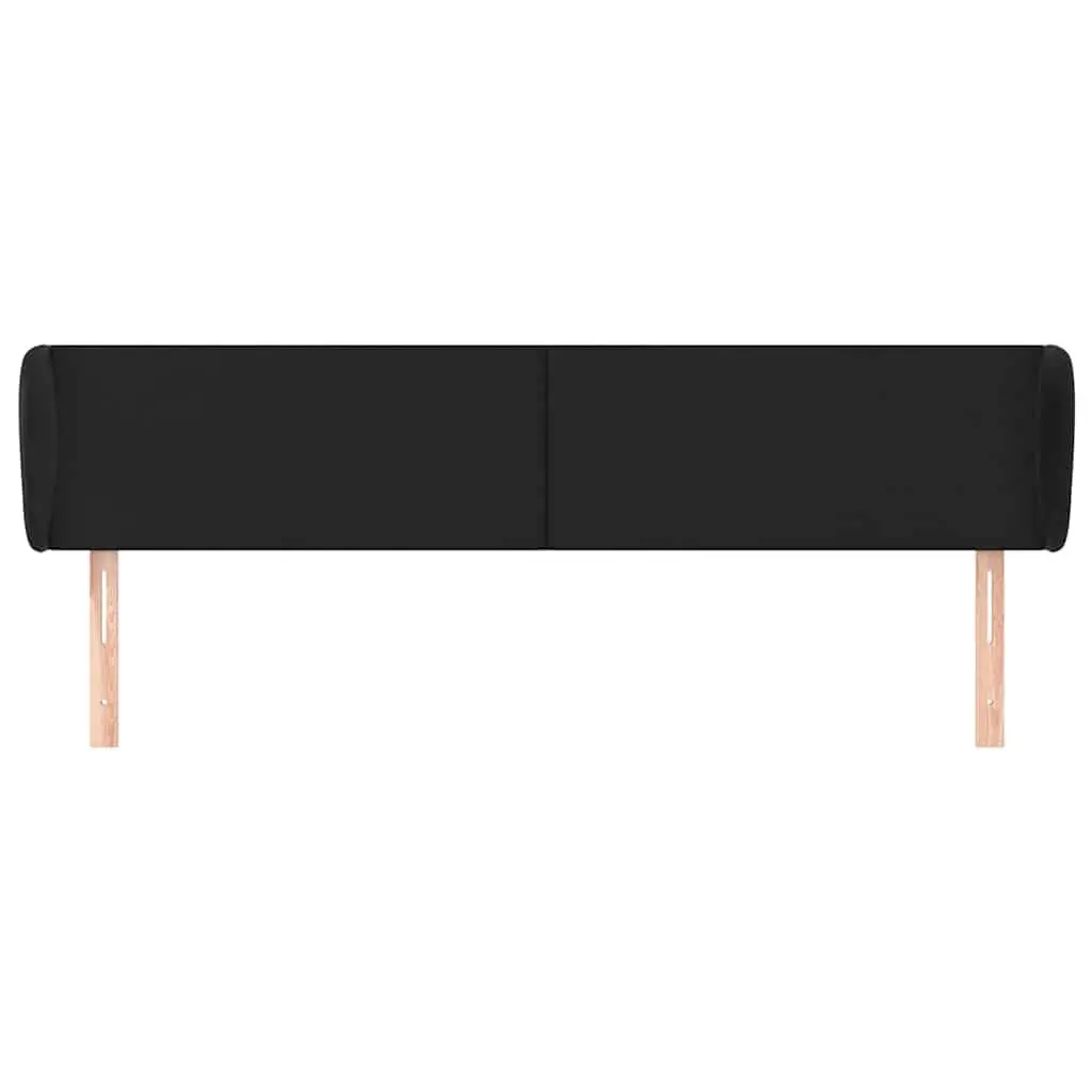 Headboard with Ears Black 163 cm Faux Leather Bedroom Furniture Back Support