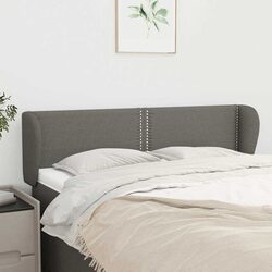 Dark Grey Fabric Headboard with Ears 147cm Adjustable Height Bed Head Support