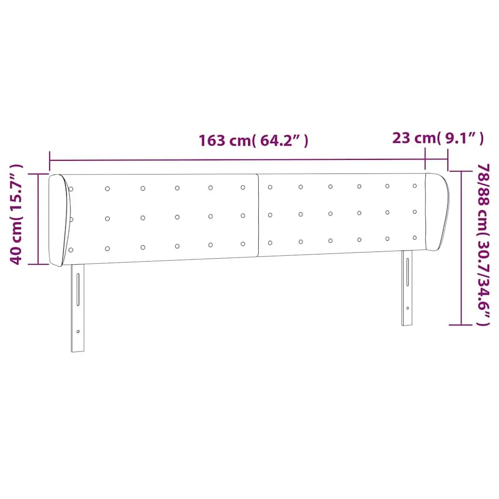 Headboard Black 163cm Faux Leather Adjustable Height Back Support