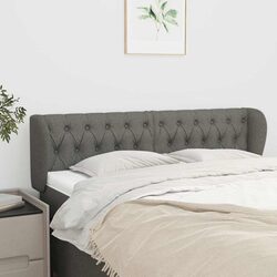Headboard with Ears 163cm Grey Fabric Bedroom Bed Head Backrest Support