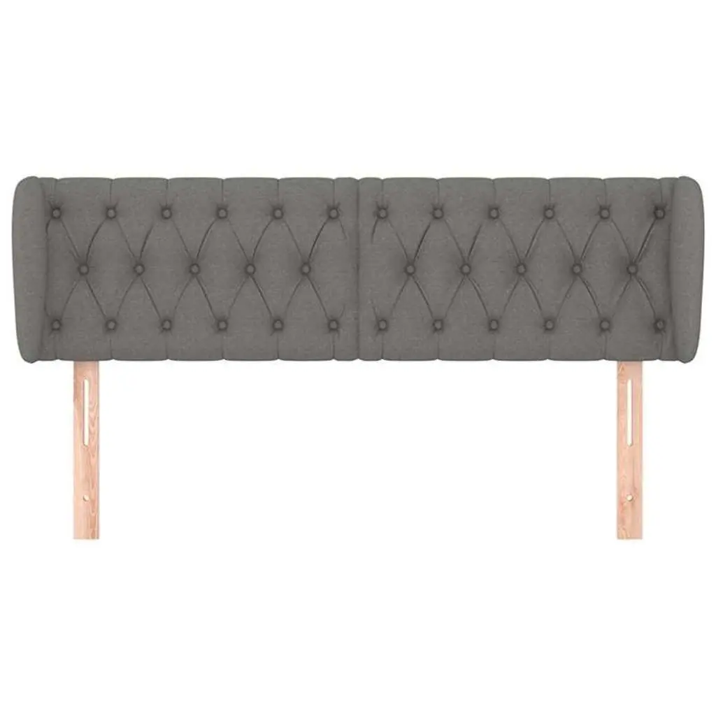 Headboard with Ears 163cm Grey Fabric Bedroom Bed Head Backrest Support