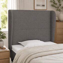 Headboard with Ears Dark Grey 83cm Bedroom Furniture Fabric Upholstered