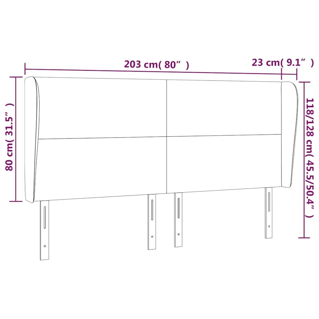 Headboard with Ears Dark Grey 203cm Fabric Bed Head Support Bedroom Furniture