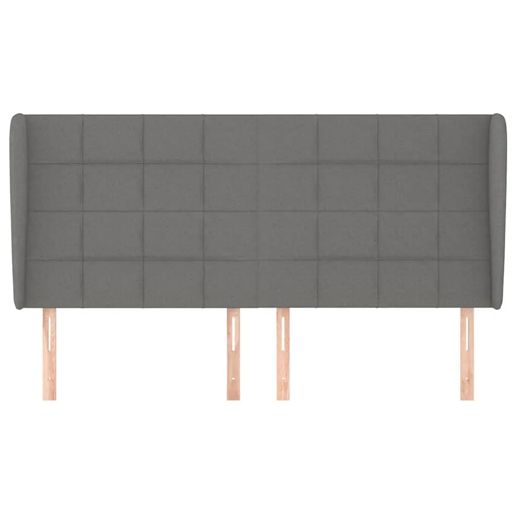 Headboard with Ears Grey Fabric Bedroom Furniture Adjustable Height 203cm
