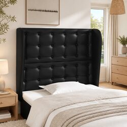 Black Faux Leather Headboard with Ears – Perfect for You