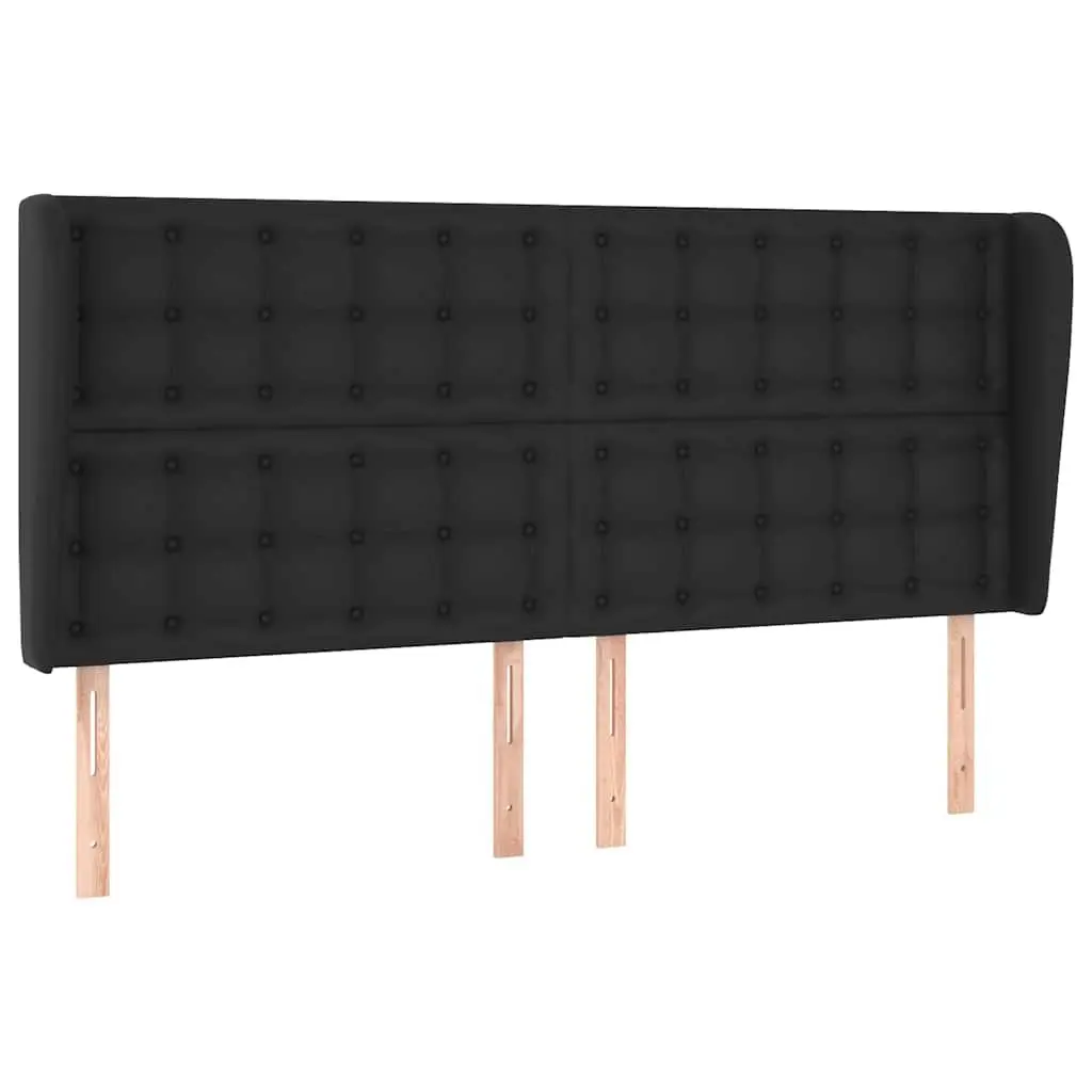 Headboard with Ears Black 203cm Faux Leather Bed Head Backrest Support Bedroom