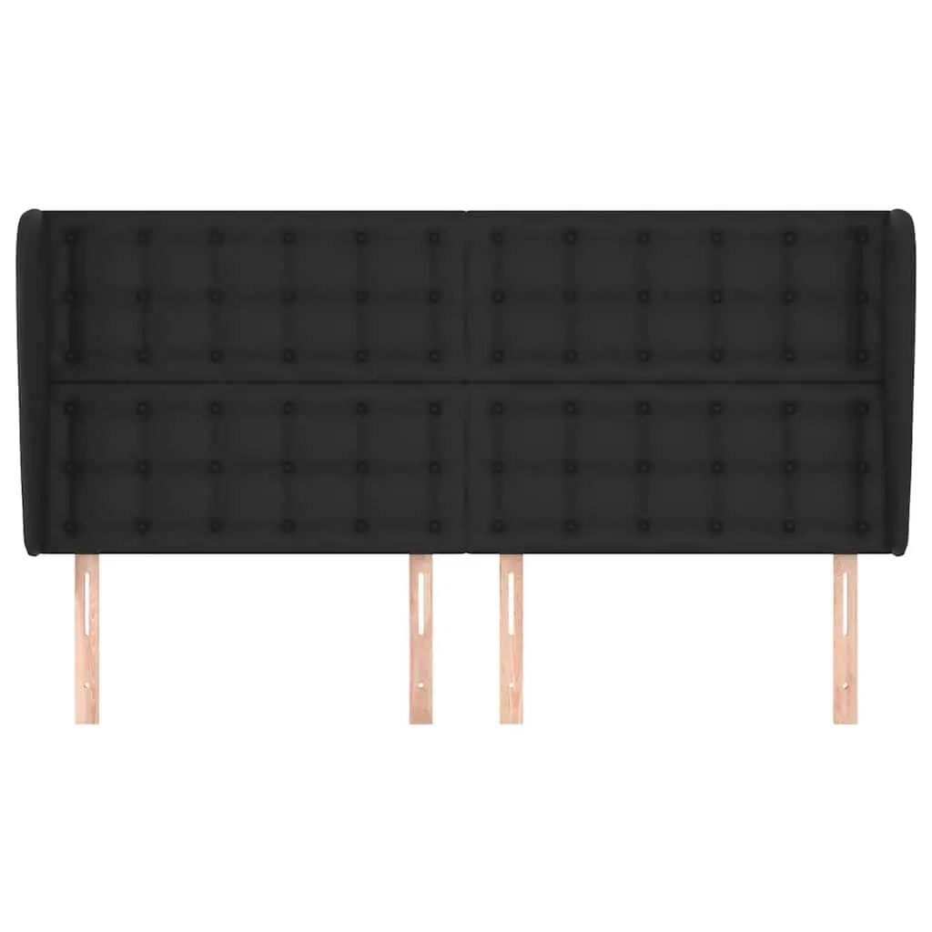 Headboard with Ears Black 203cm Faux Leather Bed Head Backrest Support Bedroom