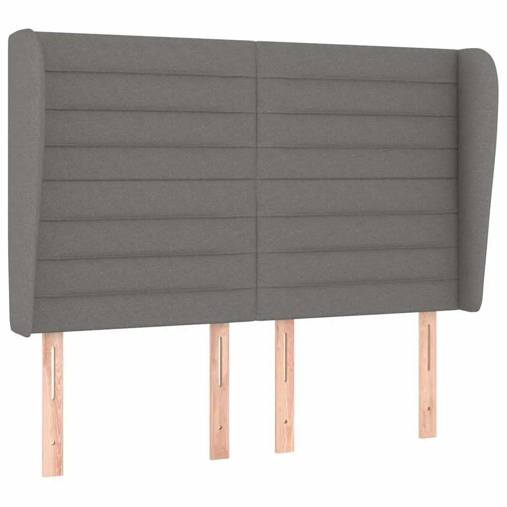 Headboard with Ears Dark Grey 147x23x118/128 cm Bedroom Furniture Fabric