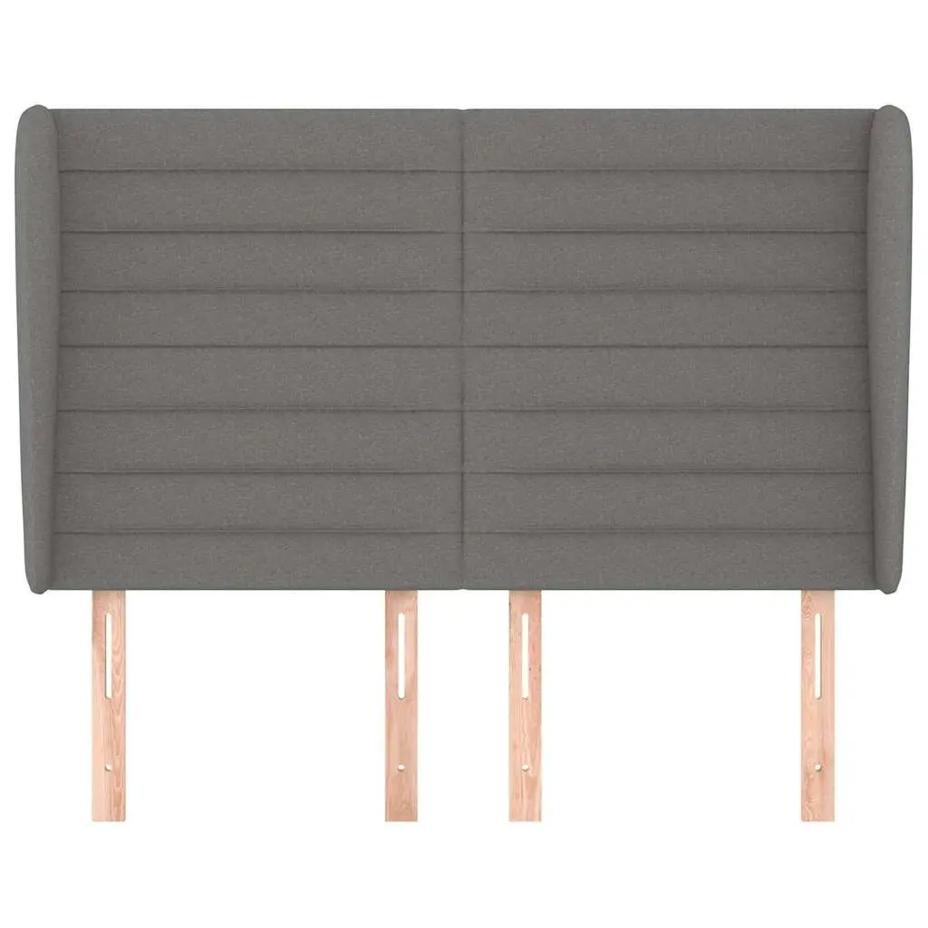 Headboard with Ears Dark Grey 147x23x118/128 cm Bedroom Furniture Fabric