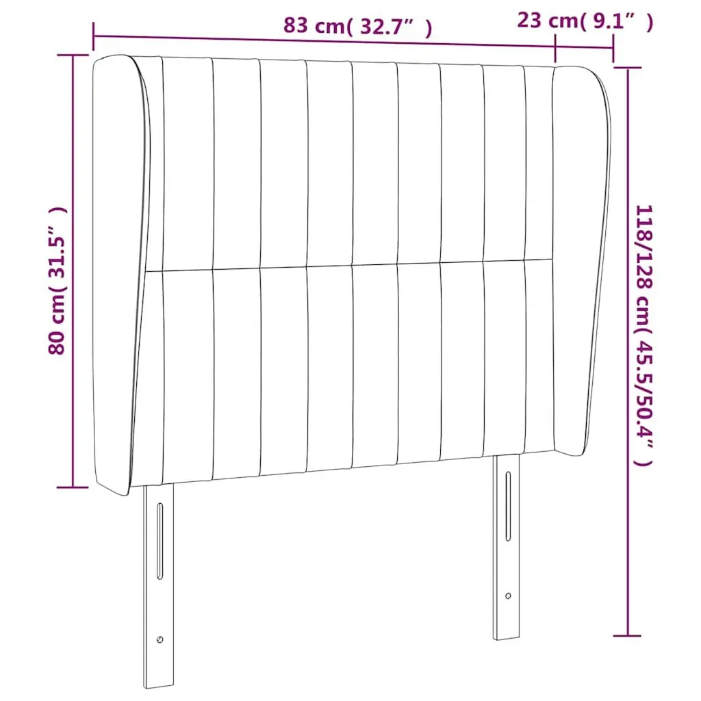 Headboard with Ears 83 cm Grey Fabric Bedroom Bed Head Adjustable Height Support