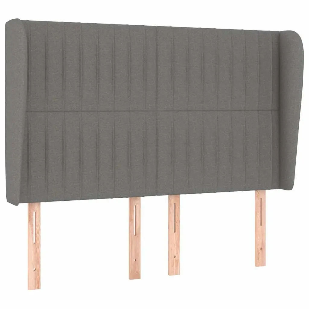 Headboard with Ears Grey 147cm Bedroom Furniture Fabric Upholstered Design