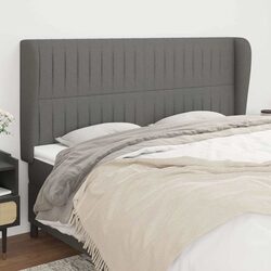 Dark Grey Fabric Headboard with Ears