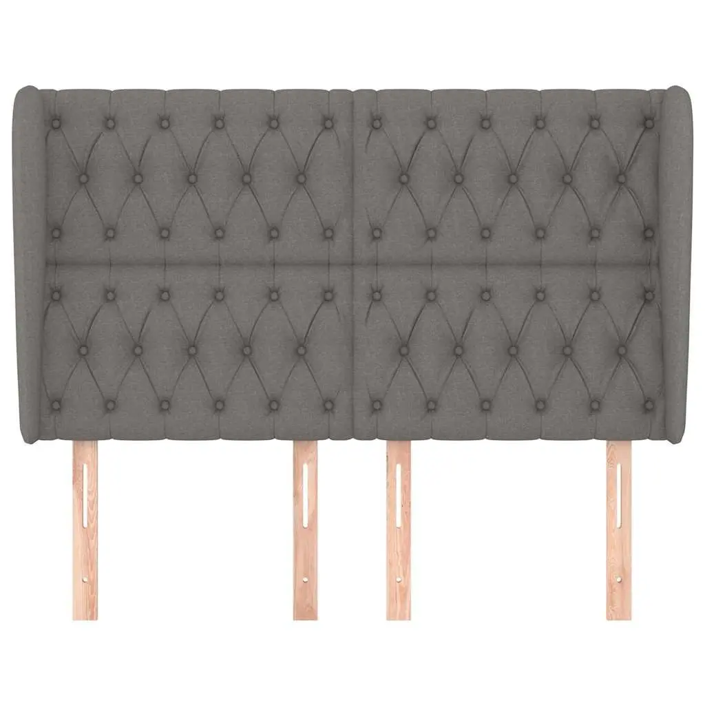 Headboard with Ears Dark Grey 147cm Adjustable Height Fabric Bed Head Rest Support