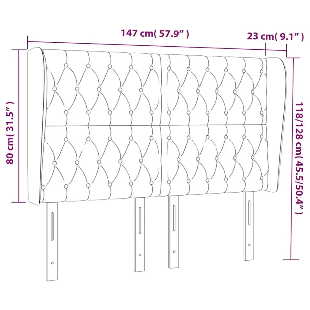 Headboard with Ears Dark Grey 147cm Adjustable Height Fabric Bed Head Rest Support