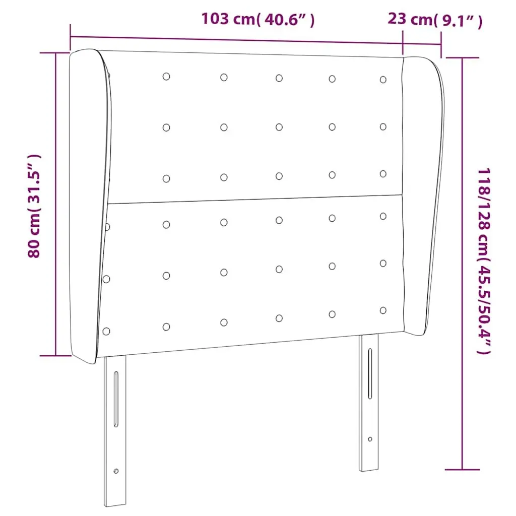 Headboard Grey 103 cm Fabric Back Support Bedroom Furniture