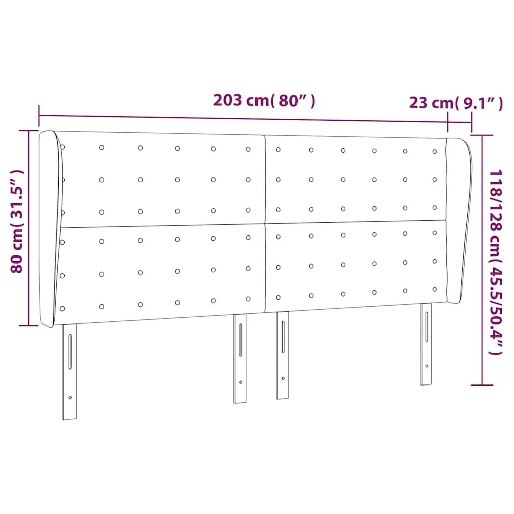 Fabric Headboard Grey 203cm Adjustable Height Back Support