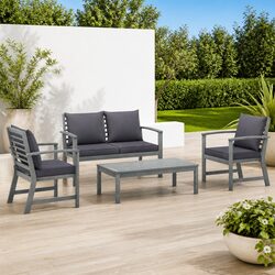 4-Piece Garden Lounge Set with Thick Cushions