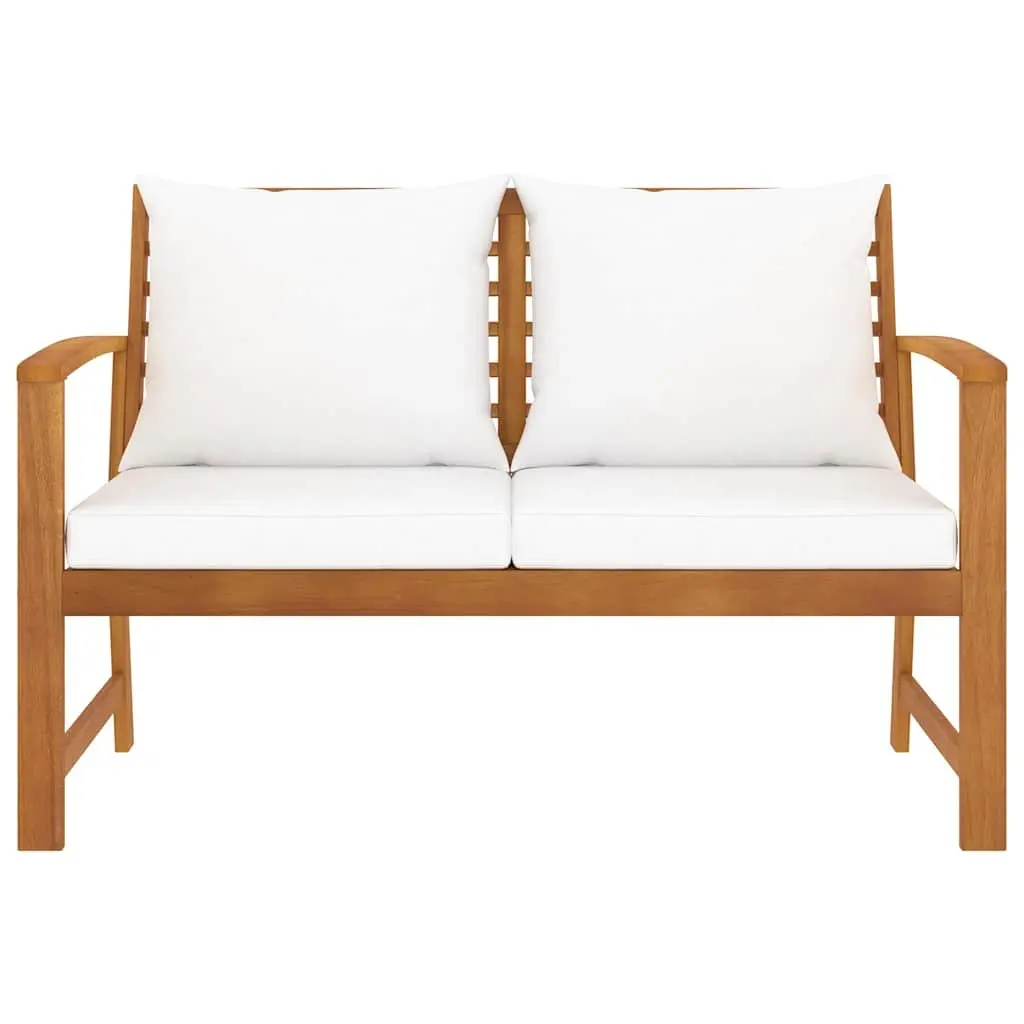 Garden Bench Cream 120cm Weather-resistant with Padded Seat and Back Cushions