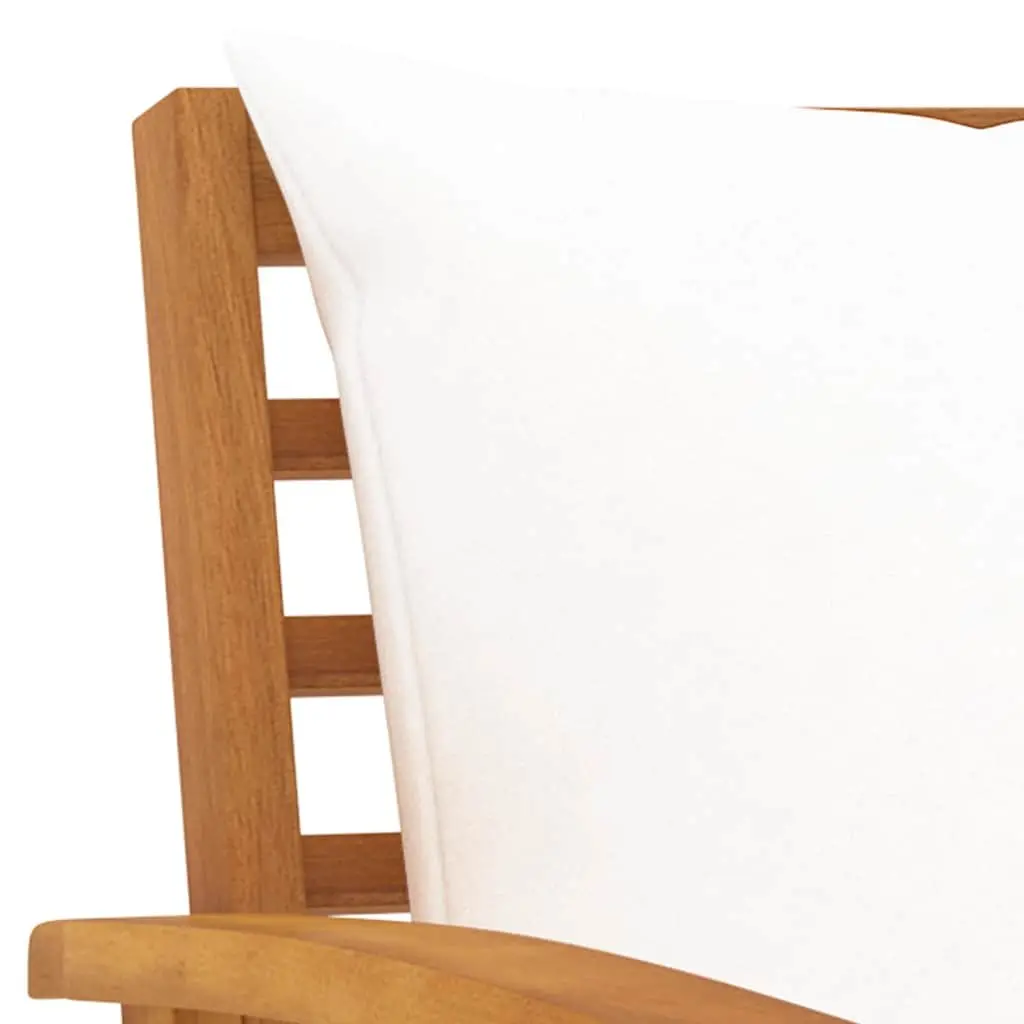 Garden Bench Cream 120cm Weather-resistant with Padded Seat and Back Cushions