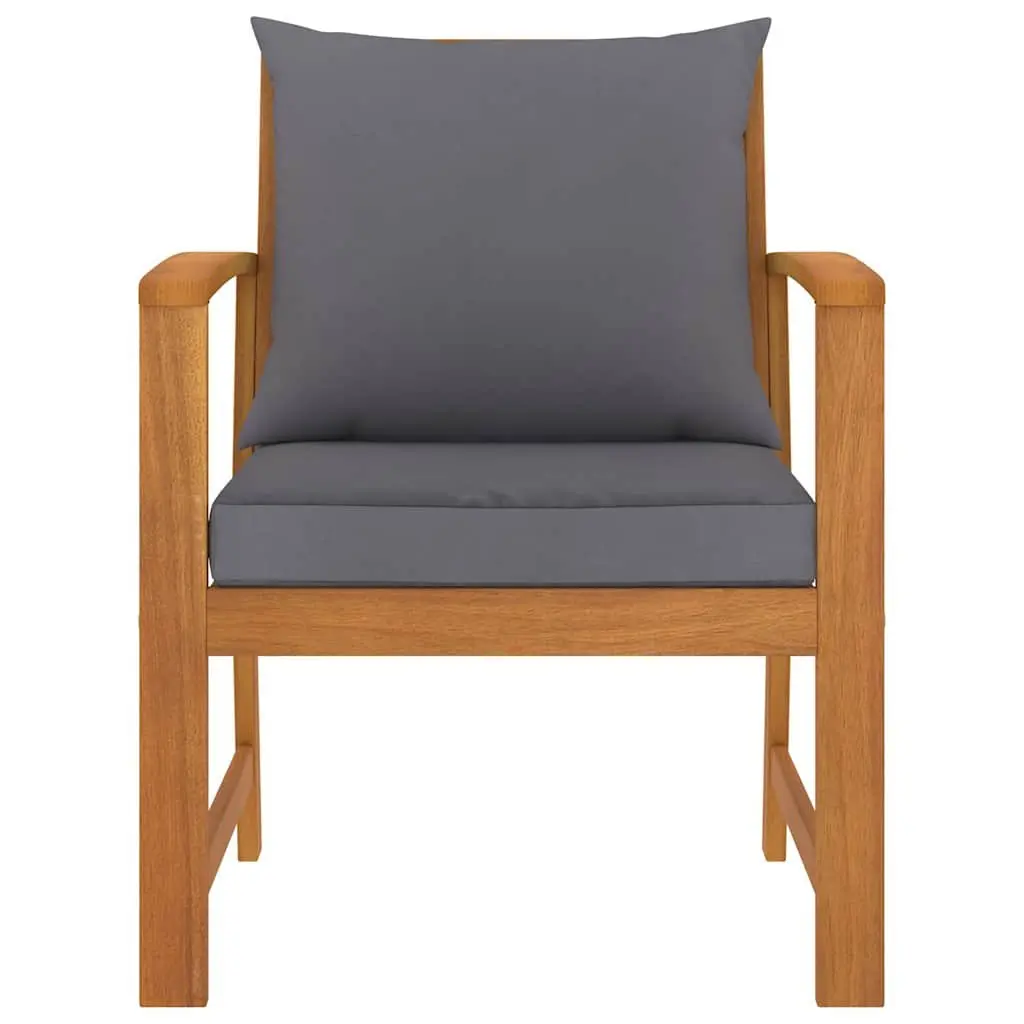Garden Chairs Grey 2 Piece Solid Acacia Wood Outdoor Seating Patio Set