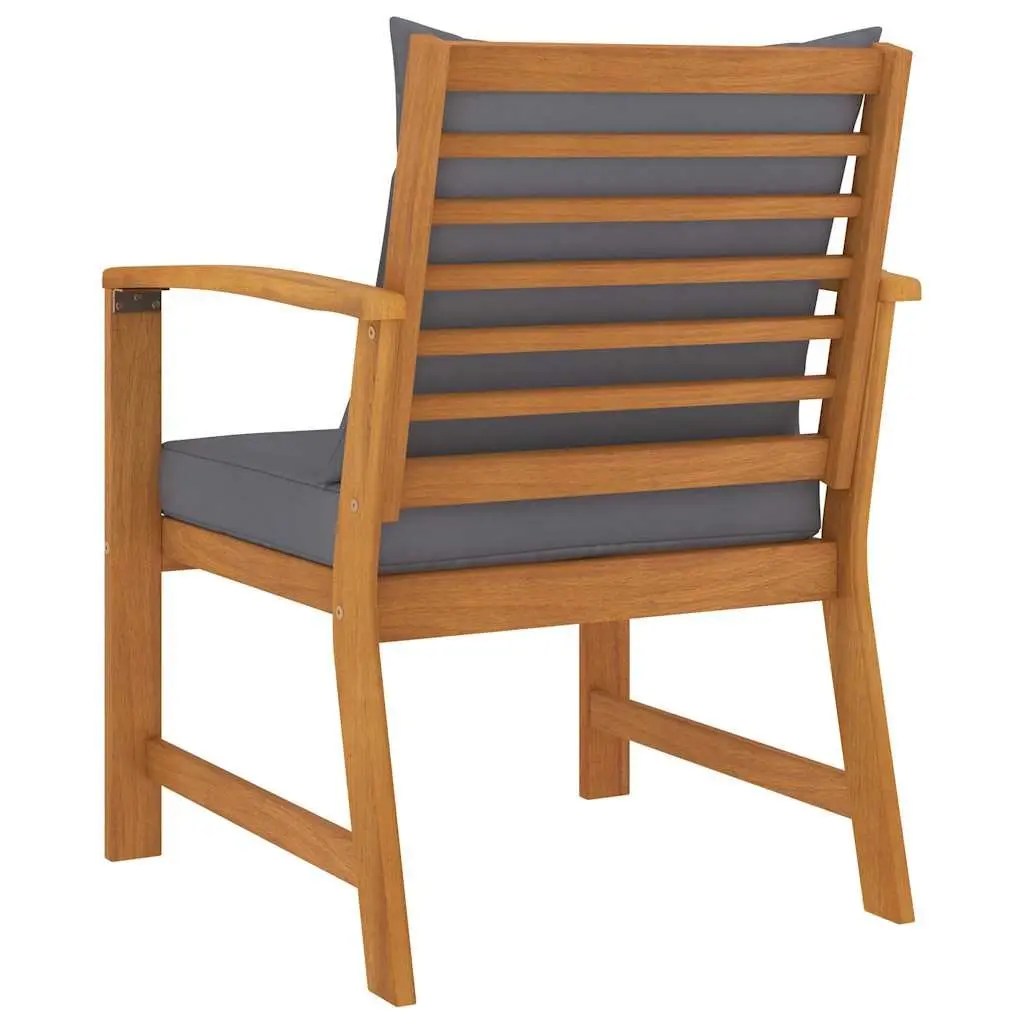 Garden Chairs Grey 2 Piece Solid Acacia Wood Outdoor Seating Patio Set