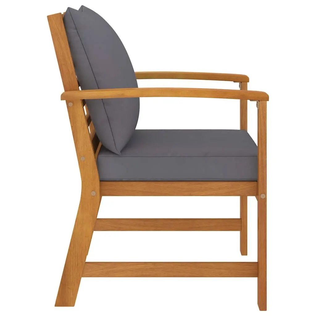 Garden Chairs Grey 2 Piece Solid Acacia Wood Outdoor Seating Patio Set