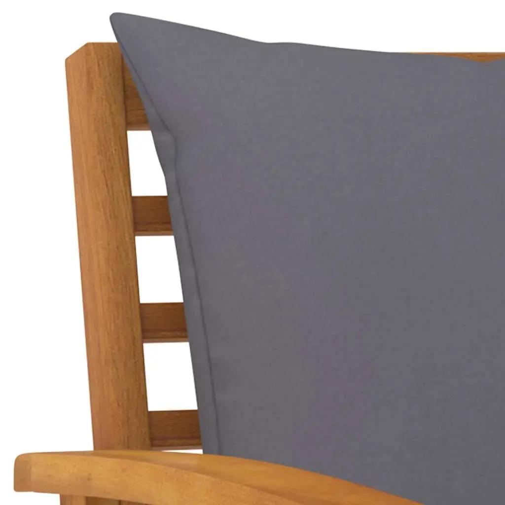 Garden Chairs Grey 2 Piece Solid Acacia Wood Outdoor Seating Patio Set