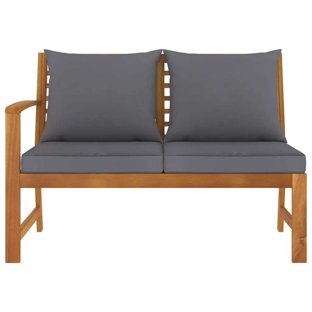 Outdoor Garden Bench Grey 114.5cm Solid Acacia Wood with Cushions