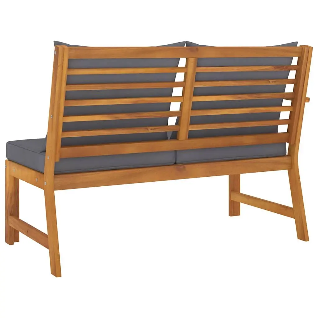 Outdoor Garden Bench Grey 114.5cm Solid Acacia Wood with Cushions